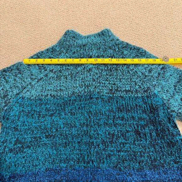 Sigrid Olsen Fuzzy Cardigan Sweater Ombre Blue Wool Artsy Boho LARGE#SOMU6920 - Picture 14 of 15